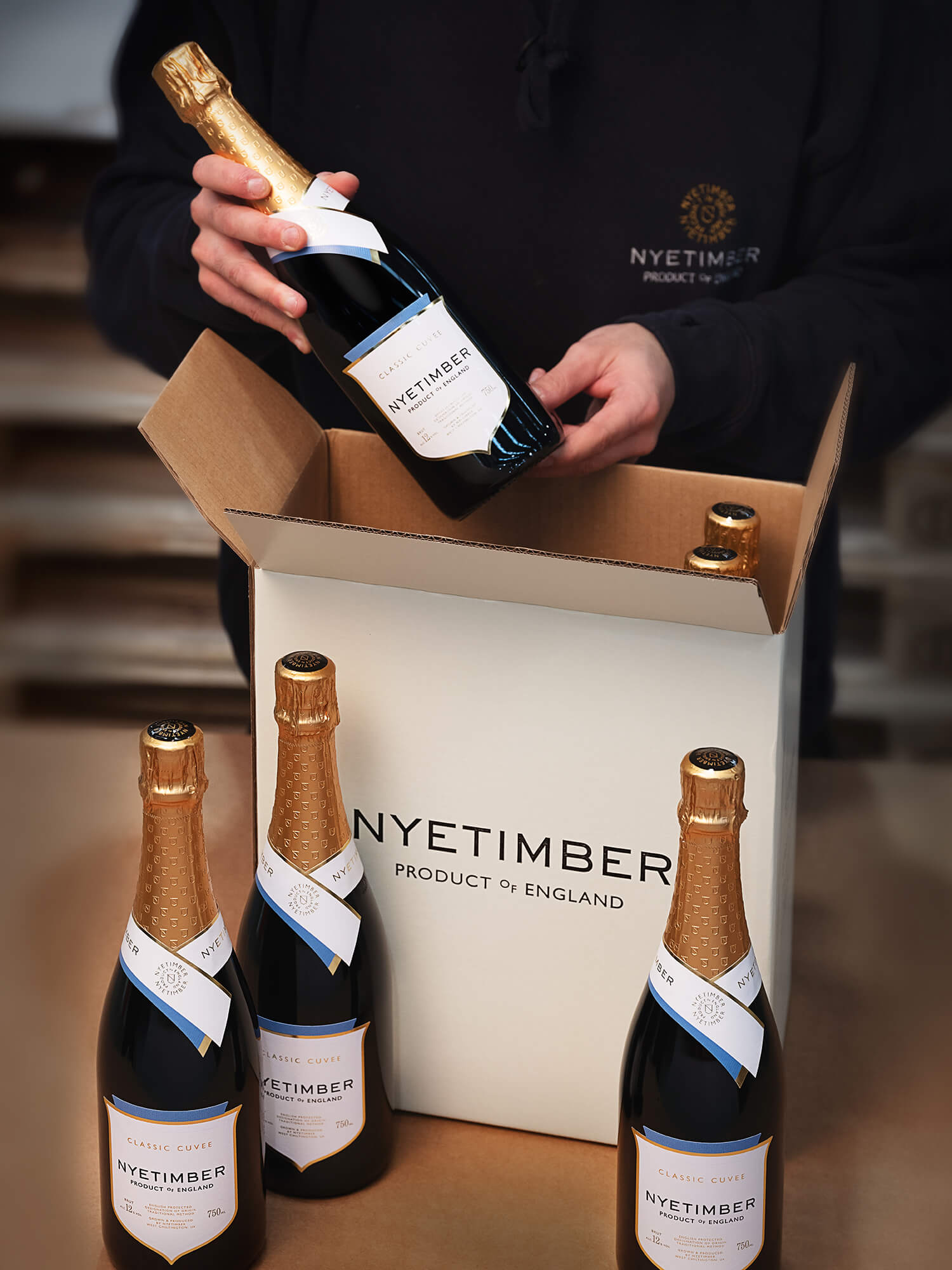 Nyetimber Bottles being packed