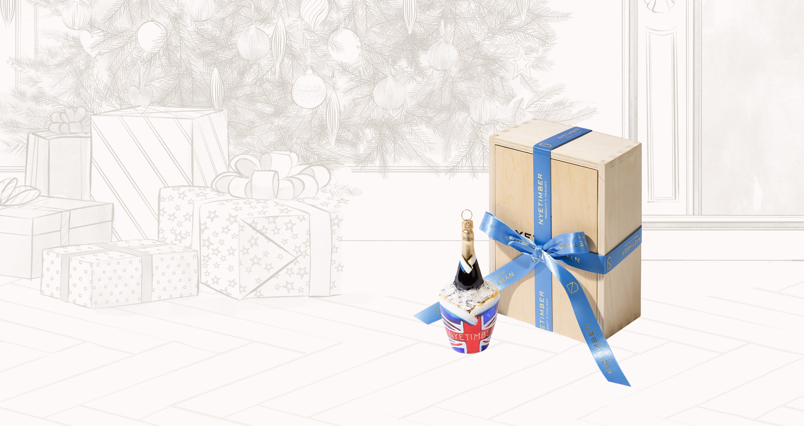 Nyetimber Ice Bucket Bauble Wooden Gift Box