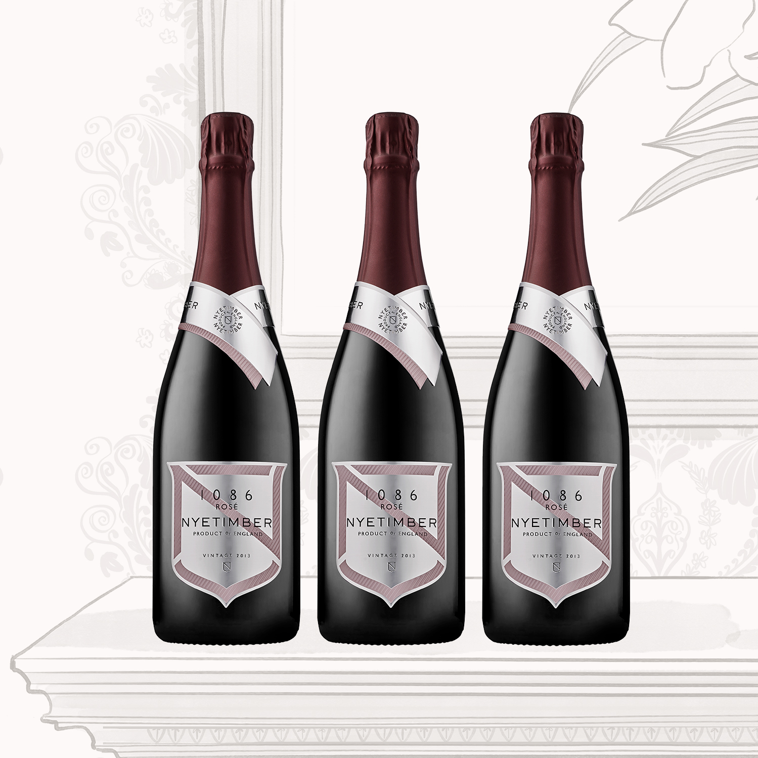 1086 by Nyetimber Rose Trio Case