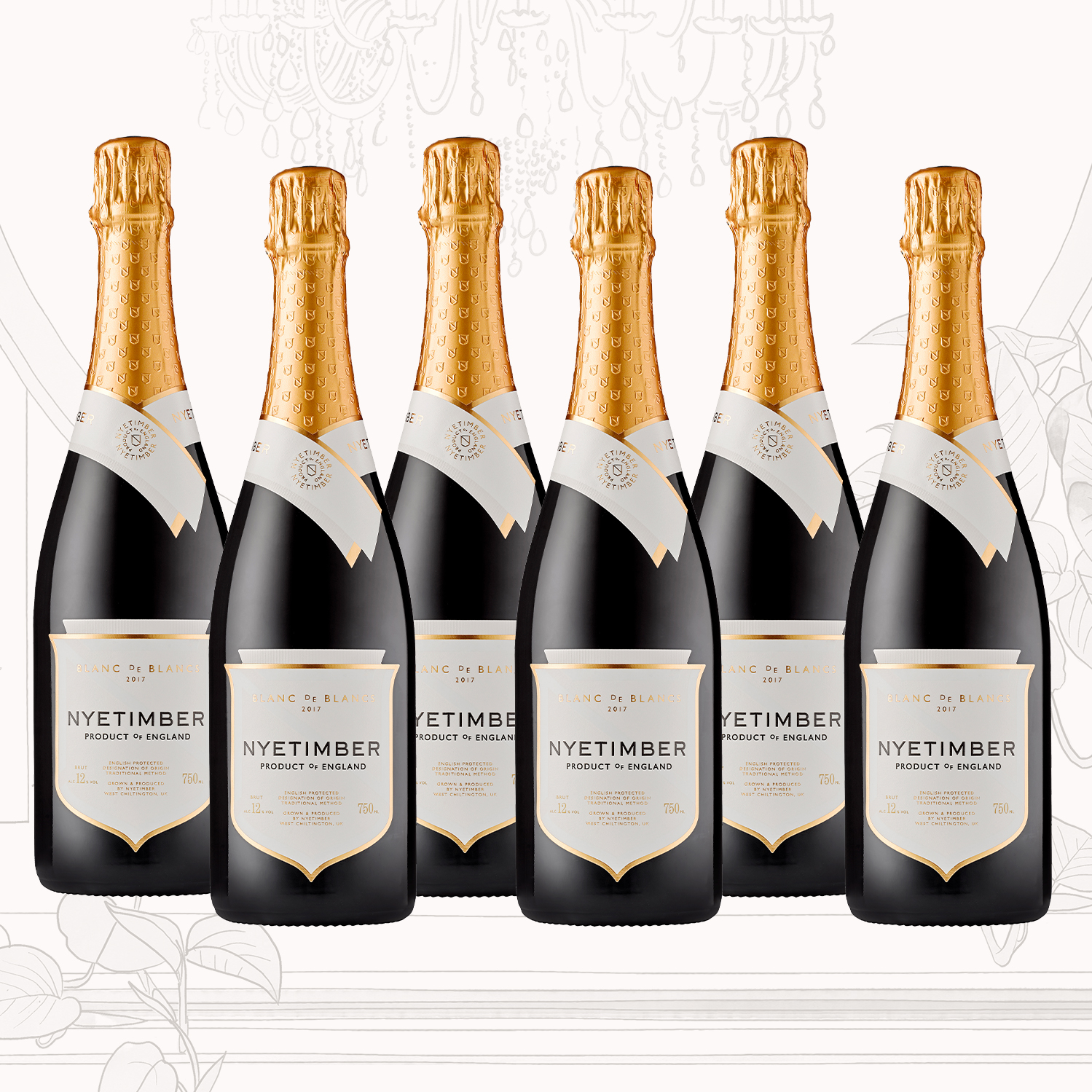 Nyetimber Blanc de Blancs 2017 – English sparkling wine gift set of 6 bottles, pure Chardonnay from a single vintage.