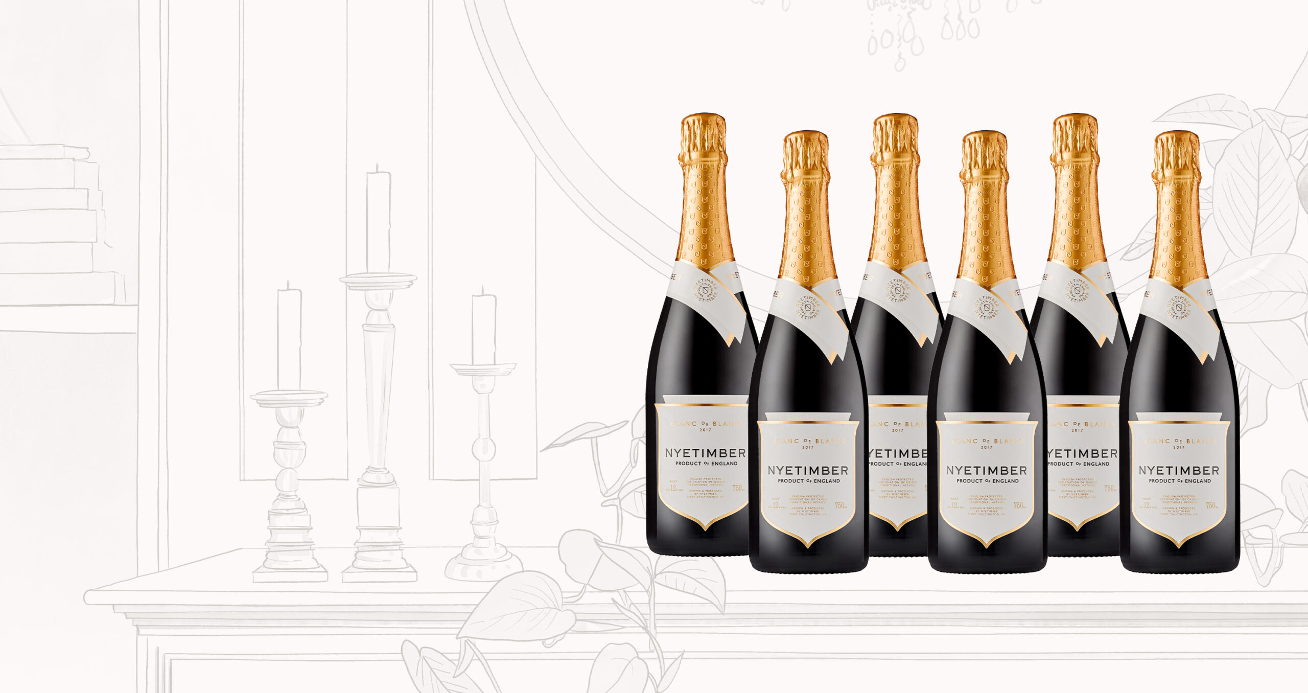 Nyetimber Blanc de Blancs 2017 – English sparkling wine gift set of 6 bottles, pure Chardonnay from a single vintage